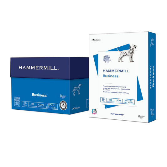 Hammermill Business Copy Paper, 8.5 x 11", 92 Bright, 20 lbs., 8 Reams (4,000 sheets)