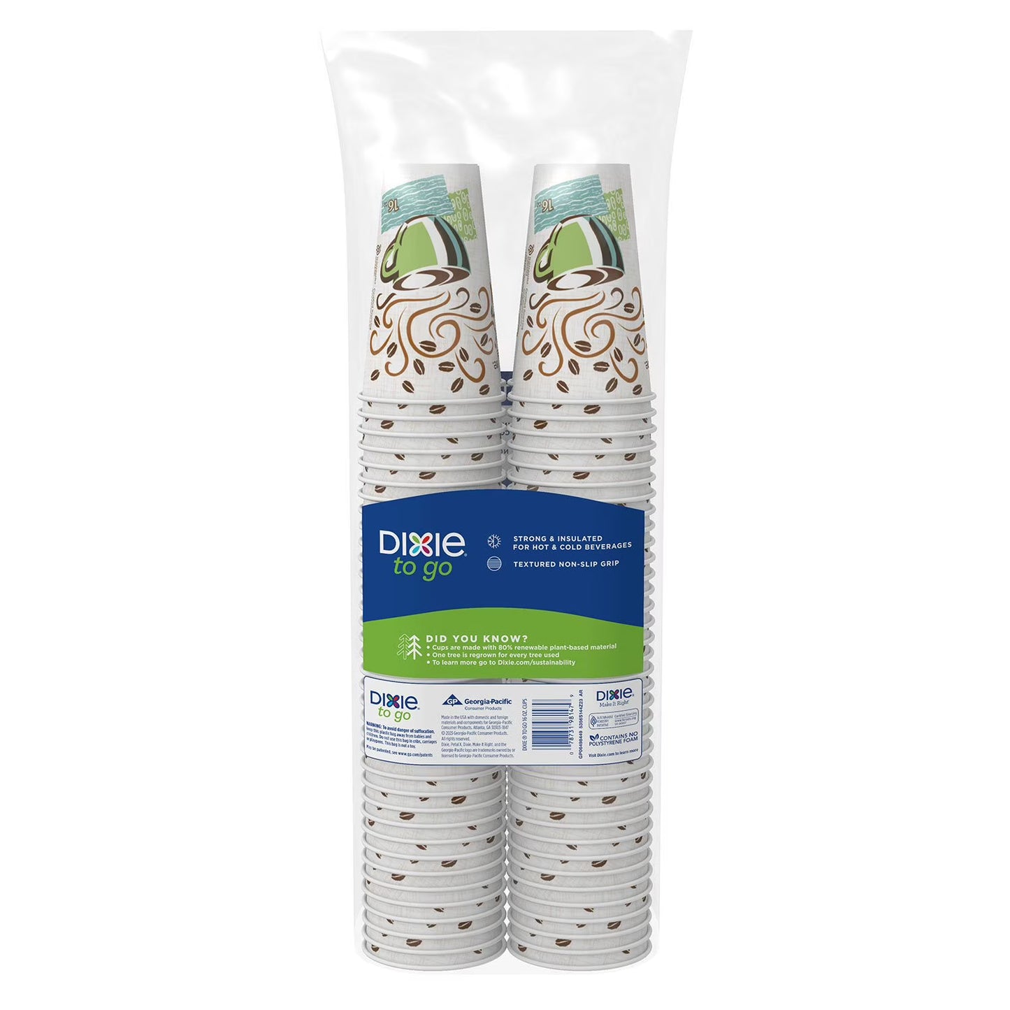 Dixie to go Insulated Paper Cups 16 fl. oz., 144 ct.
