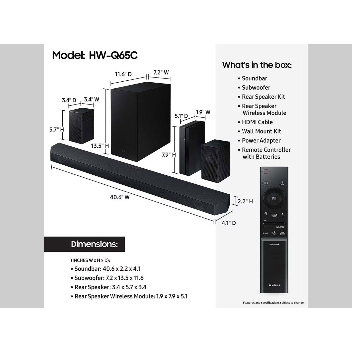 SAMSUNG Q-series 5.1 Channel Sound Bar with Wireless Subwoofer, Q-Symphony & Dolby ATMOS Audio