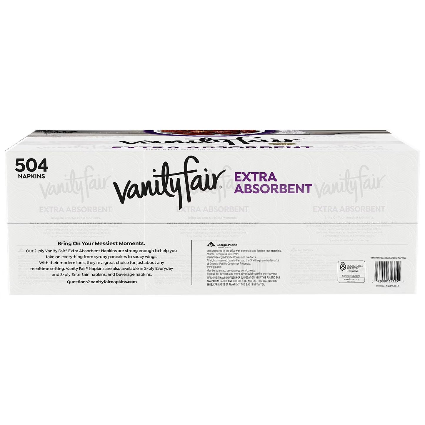 Vanity Fair Extra Absorbent 2-Ply White Paper Napkins, 6 pk., 504 ct.