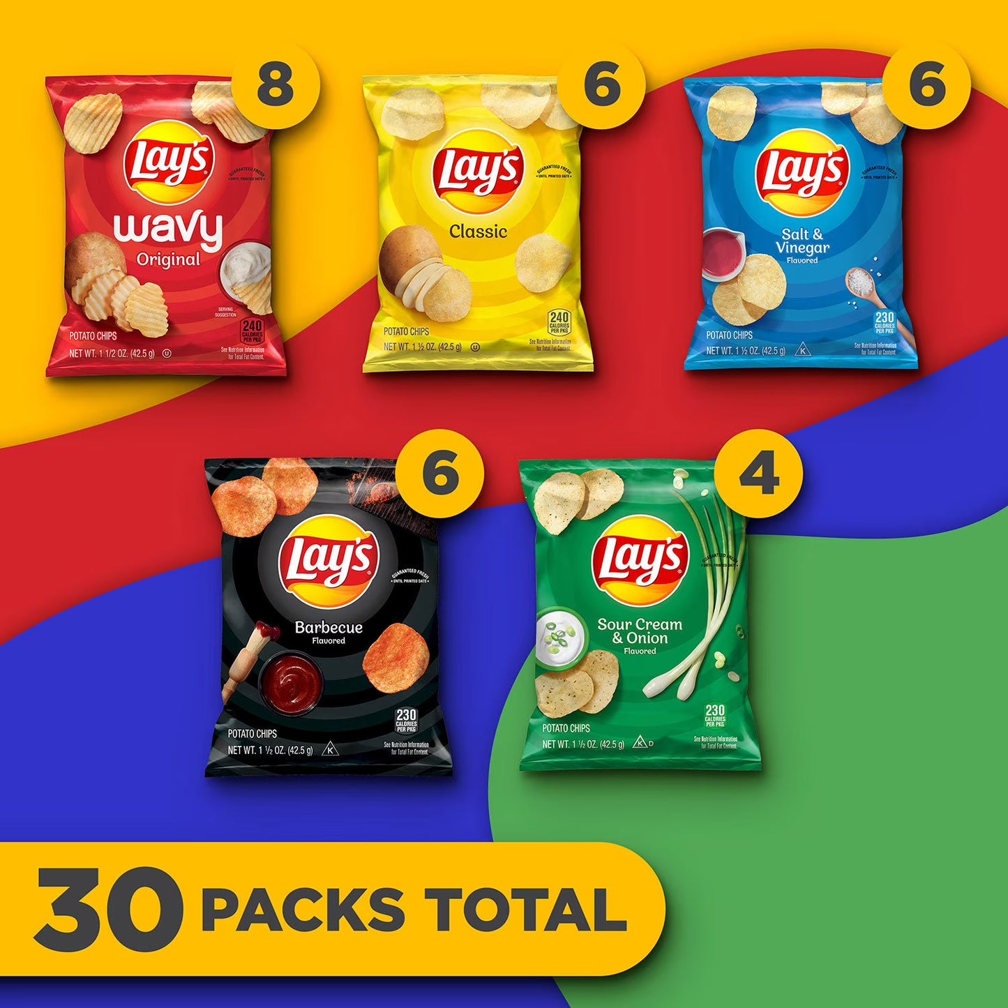 Lay's Mix Variety Pack Potato Chips, 30 pk.