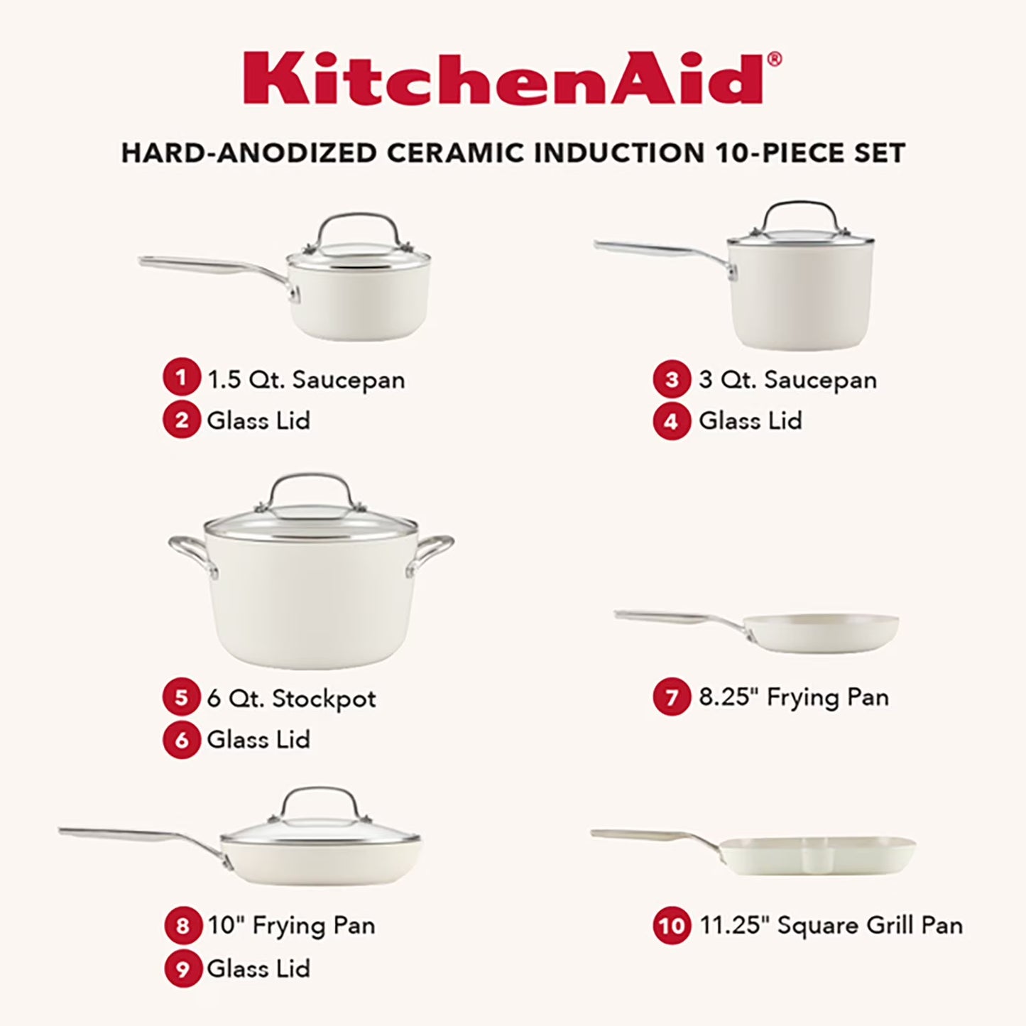 KitchenAid 10-Piece Hard-Anodized Ceramic Induction Cookware Set