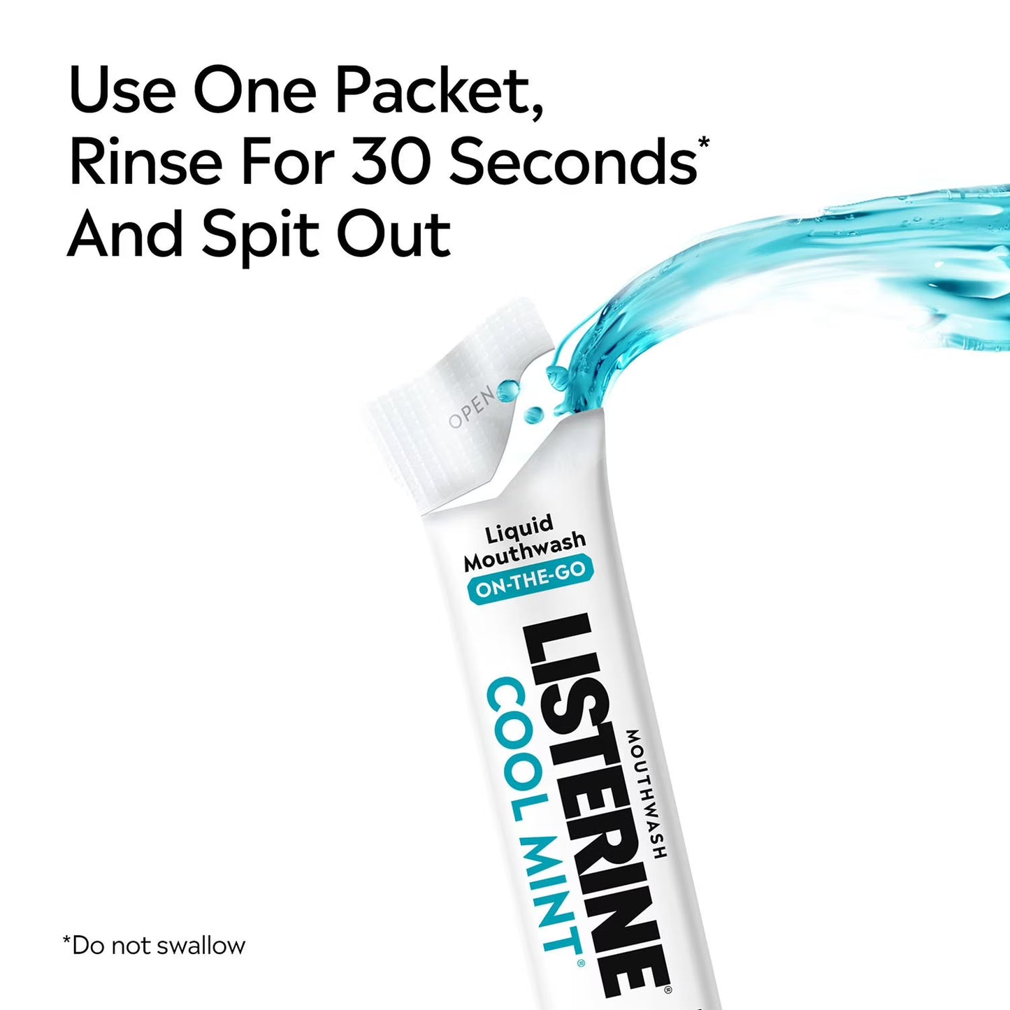 Listerine On-The-Go Cool Mint Mouthwash Sachets, Alcohol Free, 45 ct.
