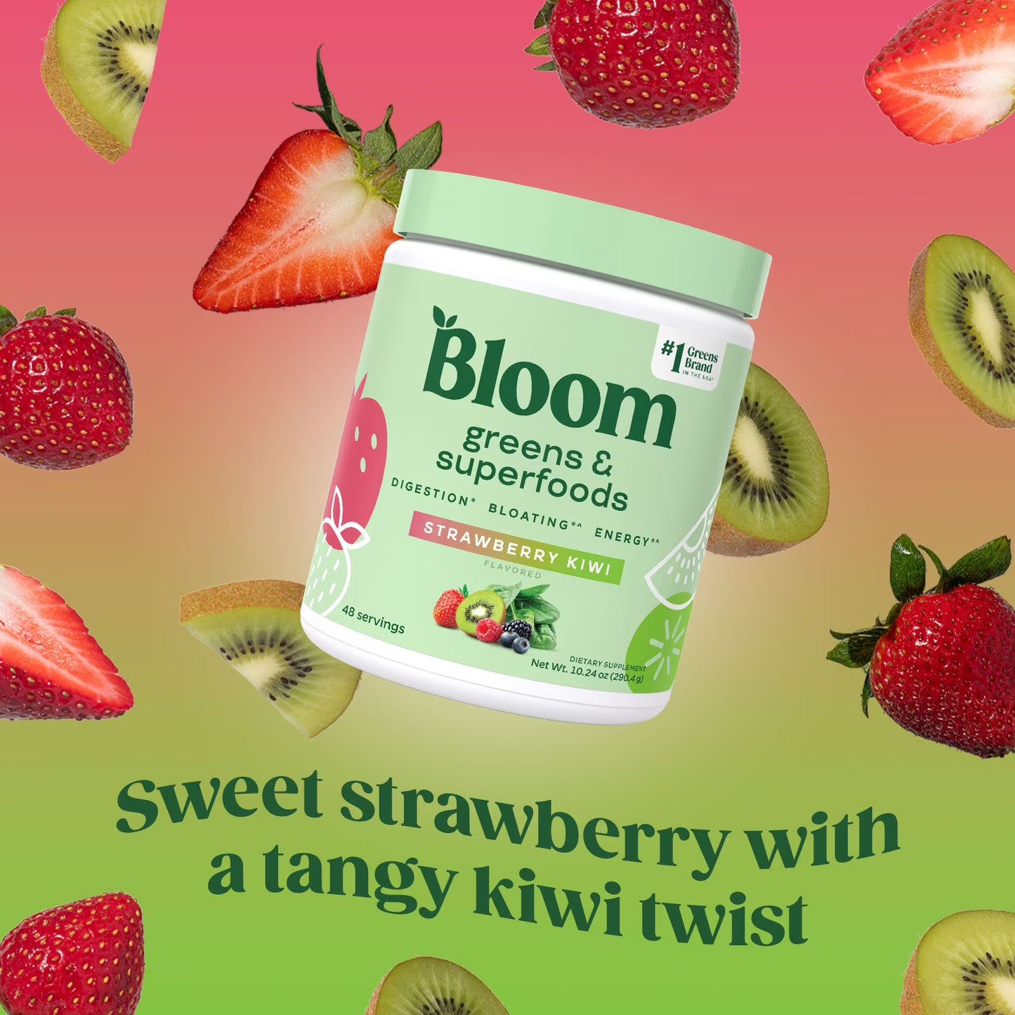 Bloom Nutrition Greens & Superfoods Powder, Strawberry Kiwi, 0.5 lbs.