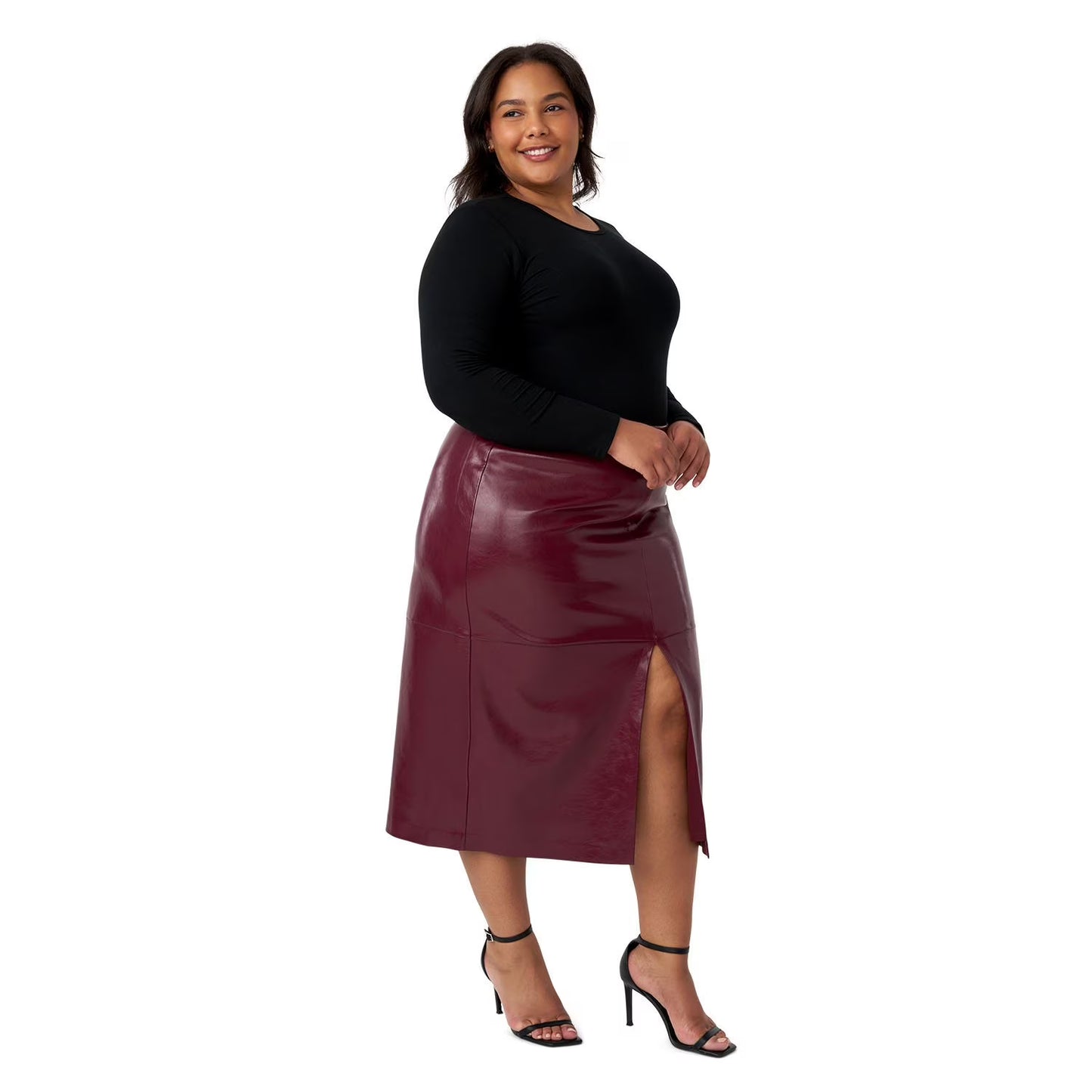 Edited by Hunter McGrady Women's Faux Leather Midi Skirt