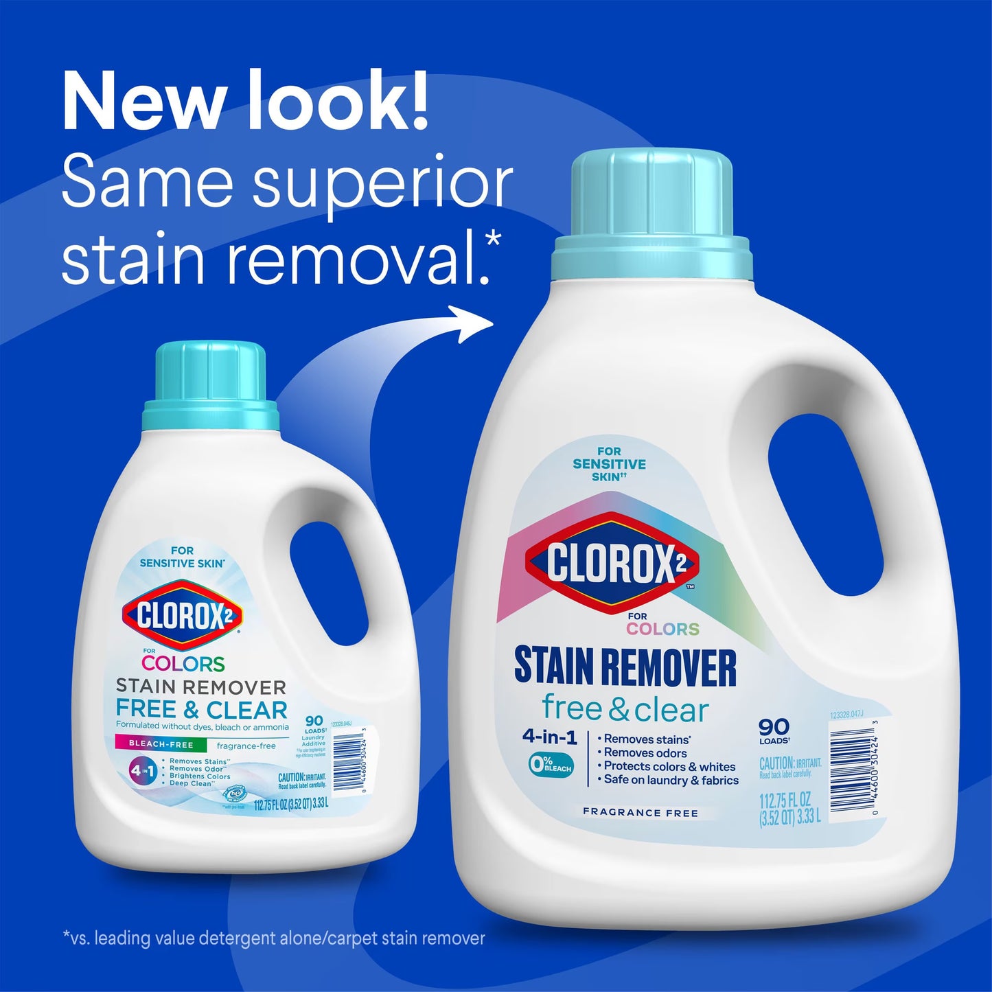 Clorox 2 For Colors Stain Remover, Laundry + Fabric, Free and Clear, 90 Loads, 112.75 fl. oz.