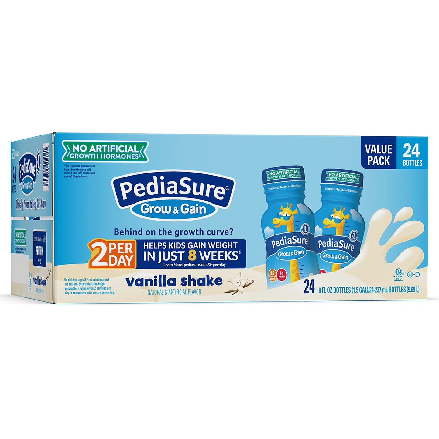 PediaSure Grow and Gain Nutrition Shake for Kids, Vanilla 8 fl. oz., 24 pk.