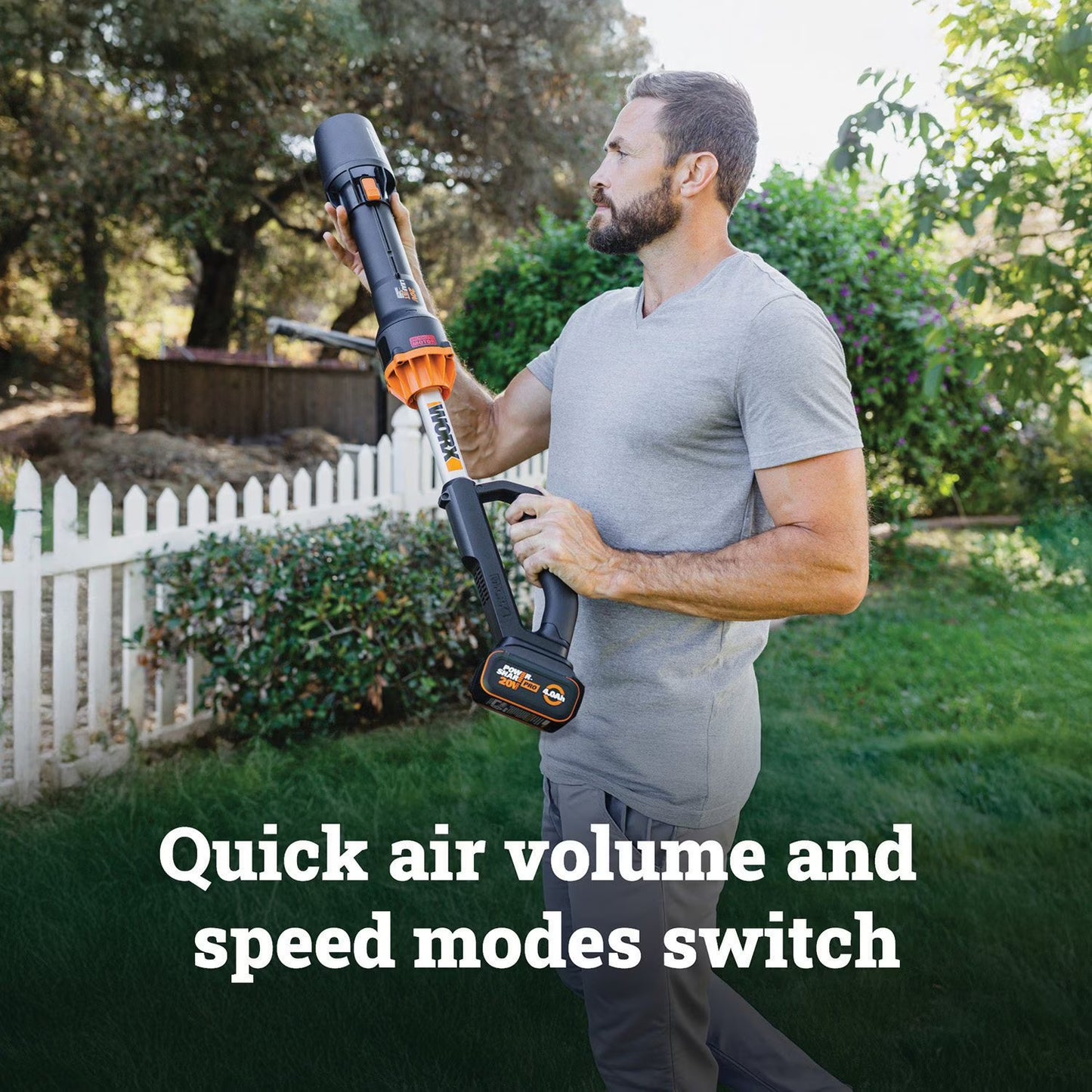 Worx WG941 20V Brushless Cordless Battery Powered Leaf Blower + 3 in 1 String Trimmer Edger & Mini-Mower Combo Kit Battery and Charger Included