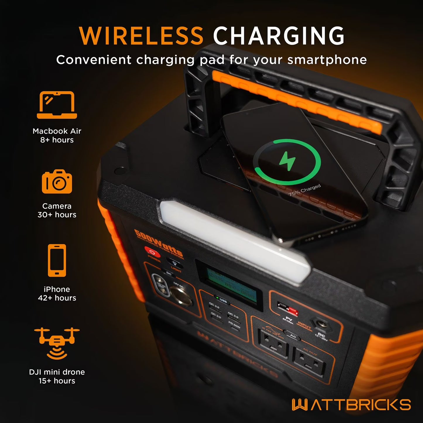 500 Watt Wattbricks Energy Inc. MP500 Portable Power Station 500W Solar Generator