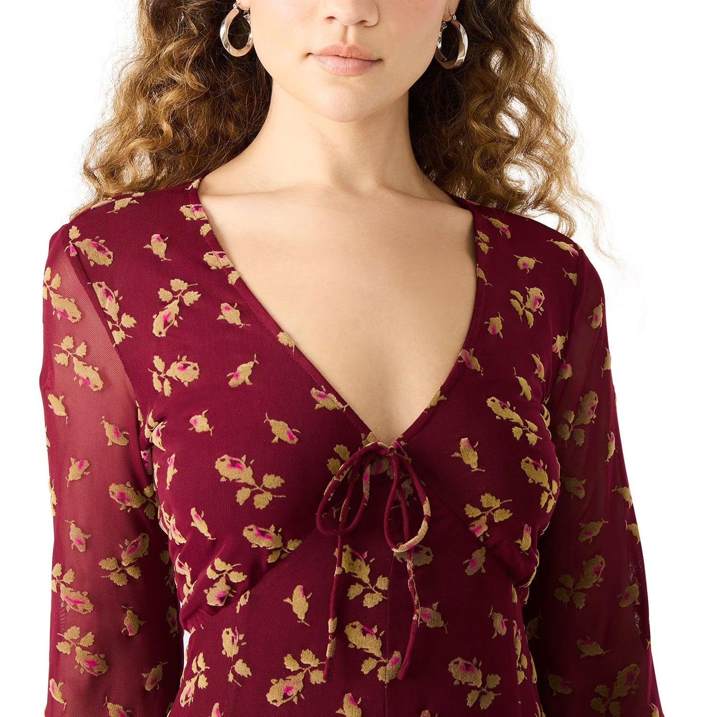 Betsey Johnson Women's Long Sleeve Babydoll Mini Dress