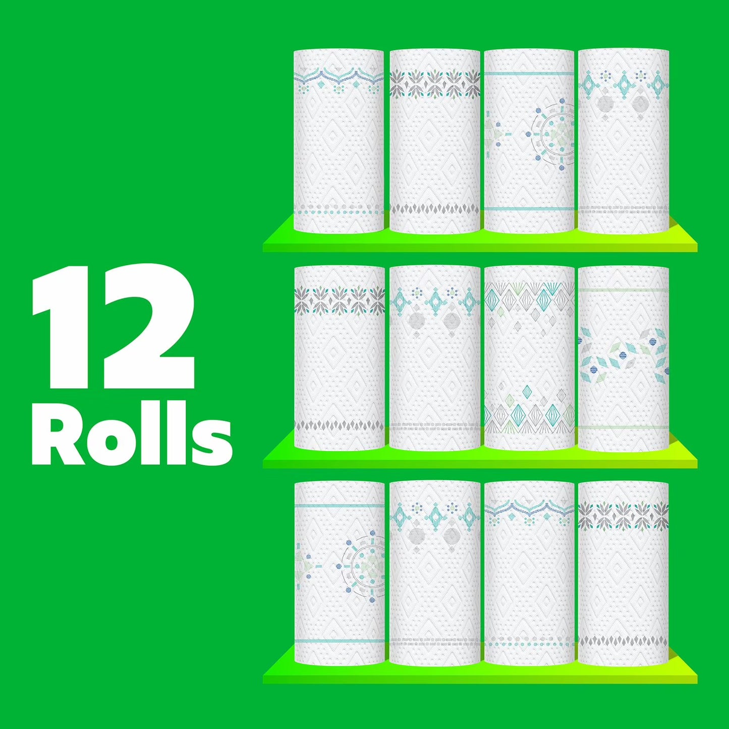 Bounty Prints Select-A-Size 2-Ply Paper Towels, 12 Rolls, 128 sheets/roll