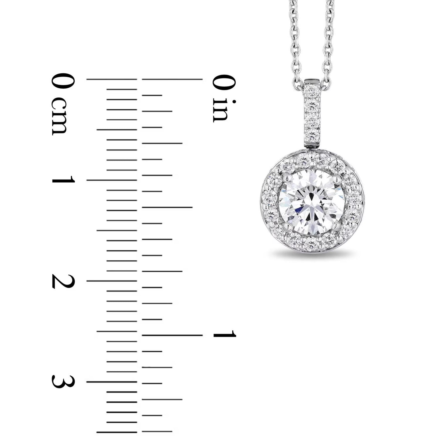 Elegant 18K Gold Necklace with 1.10 CTW Round Halo Diamond Pendant