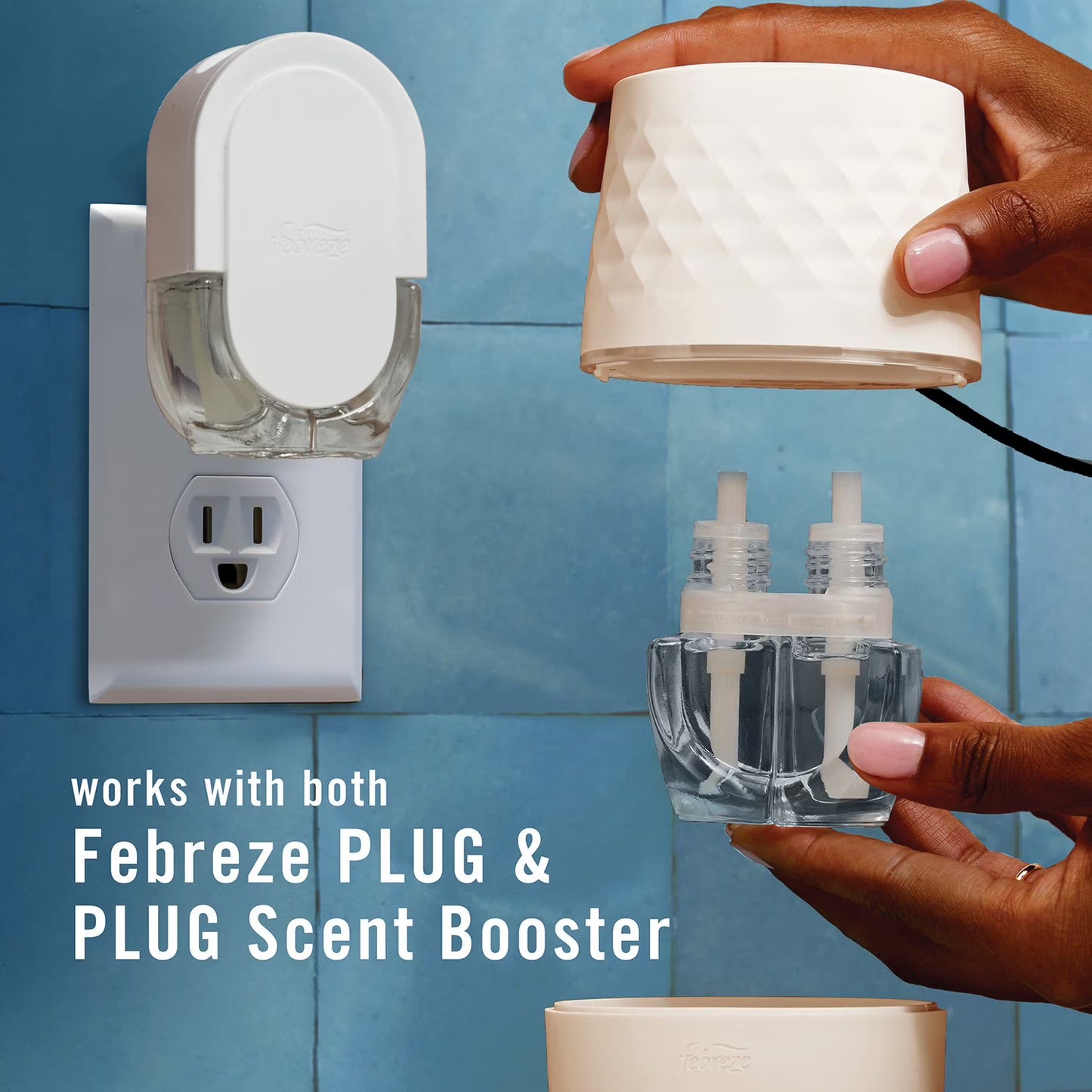 Febreze PLUG Scent Booster Oil Starter Kit, Refresh & Energize + CALM Lavender & Vanilla Bean, 1 Warmer + 3 Refills, 2.63 fl. oz.
