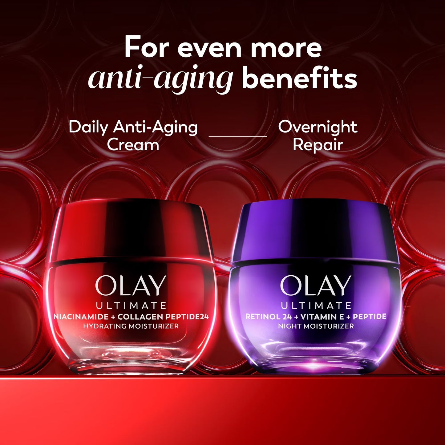 Olay Ultimate Hydrating Moisturizer with Niacinamide, Collagen Peptide, Skincare for Face, 1.7 oz., 2pk