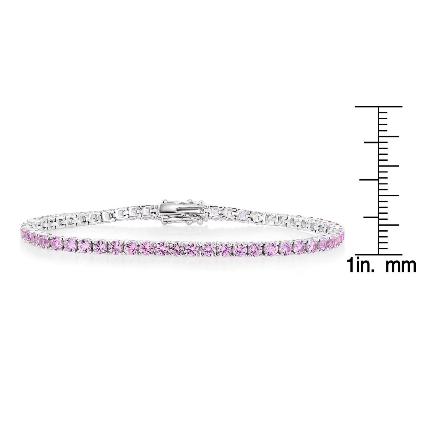Lab Created White Sapphire Round Cut Gemstone Tennis Bracelet in Sterling Silver