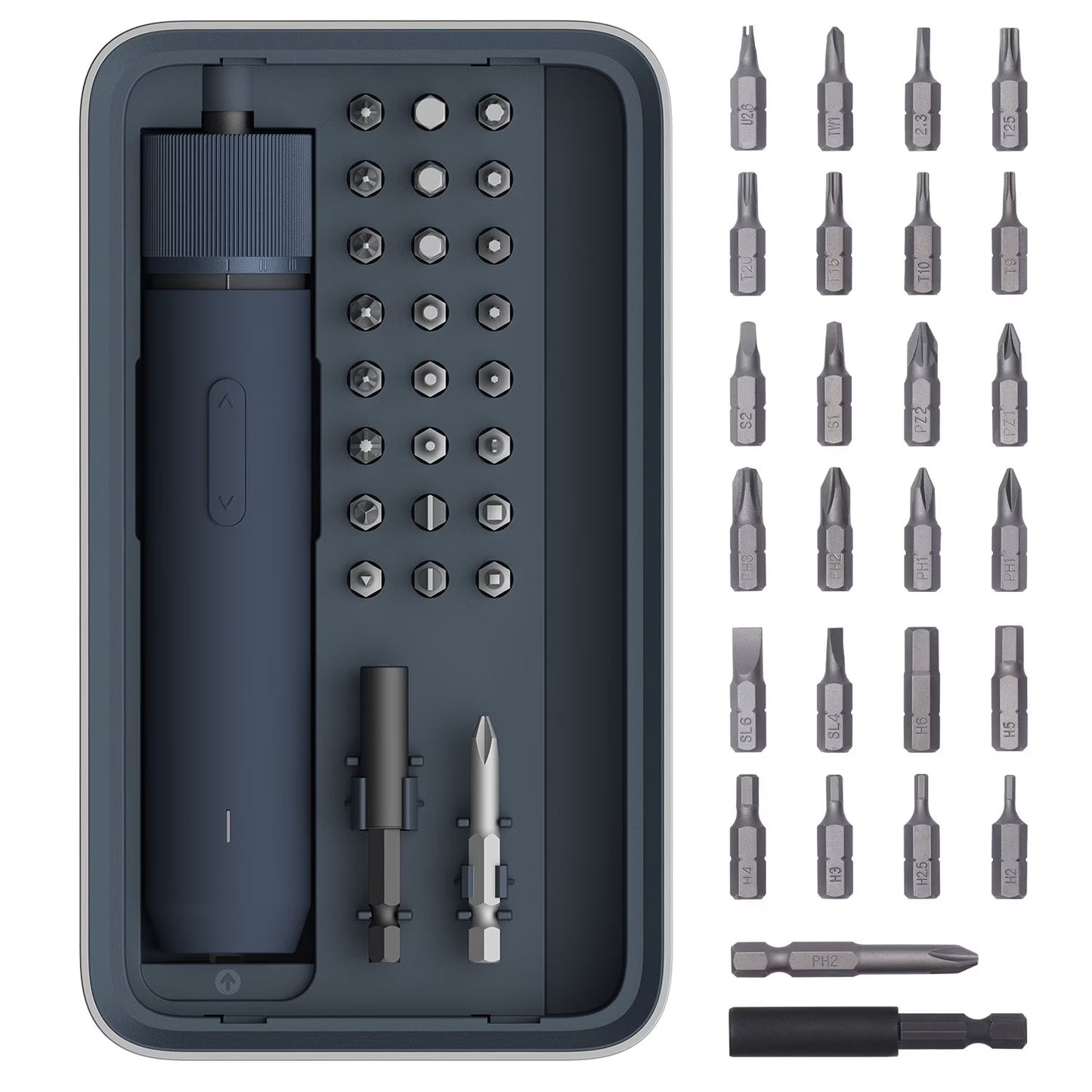 HOTO 3.6V Electric Screwdriver Tool Kit, Rechargeable, Magnetic Case Lid, 3 Torque Settings, 1500mAh Battery, LED Light