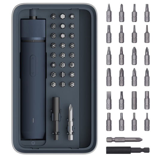 HOTO 3.6V Electric Screwdriver Tool Kit, Rechargeable, Magnetic Case Lid, 3 Torque Settings, 1500mAh Battery, LED Light