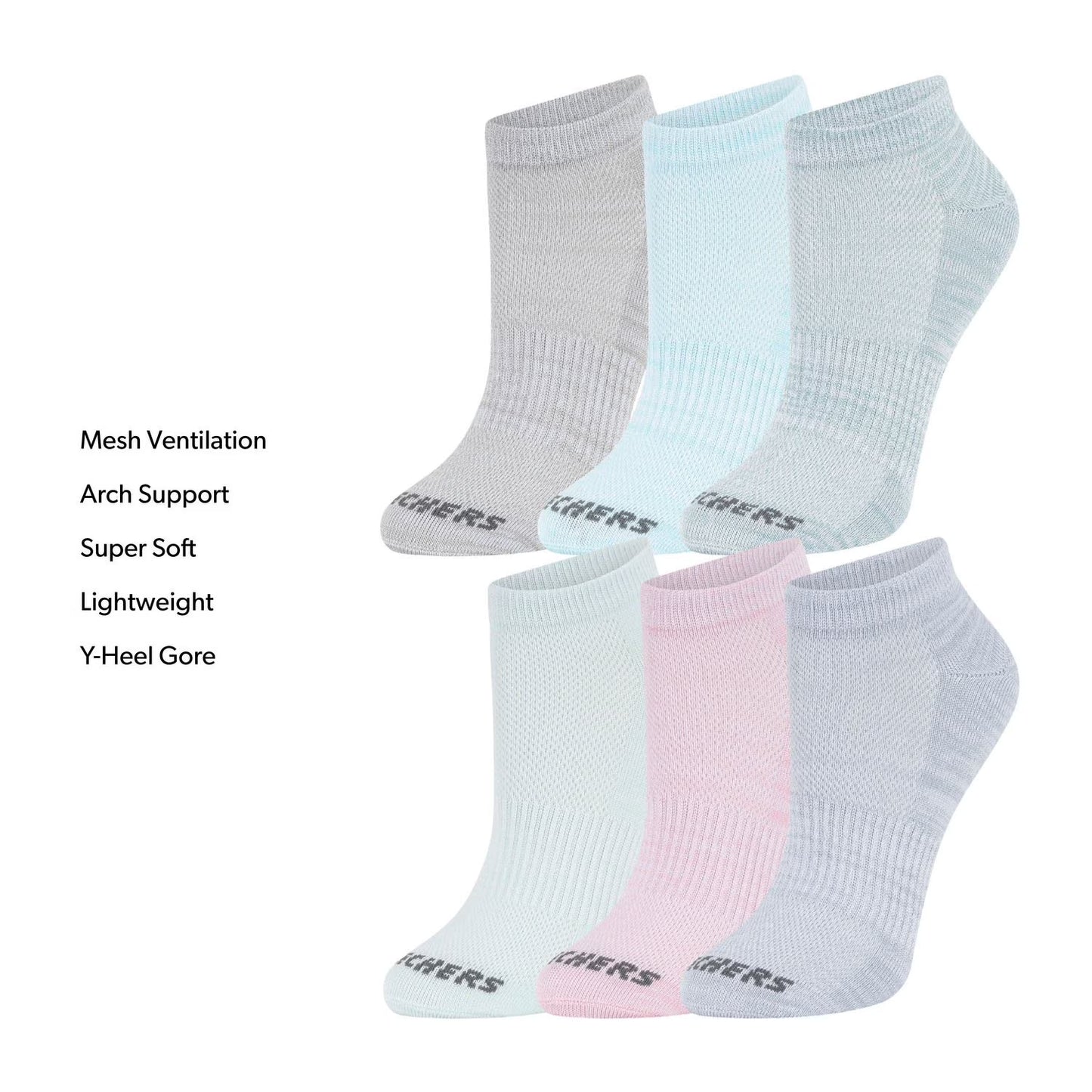 Skechers Women's 6-Pack Super Soft Low-Cut Sock