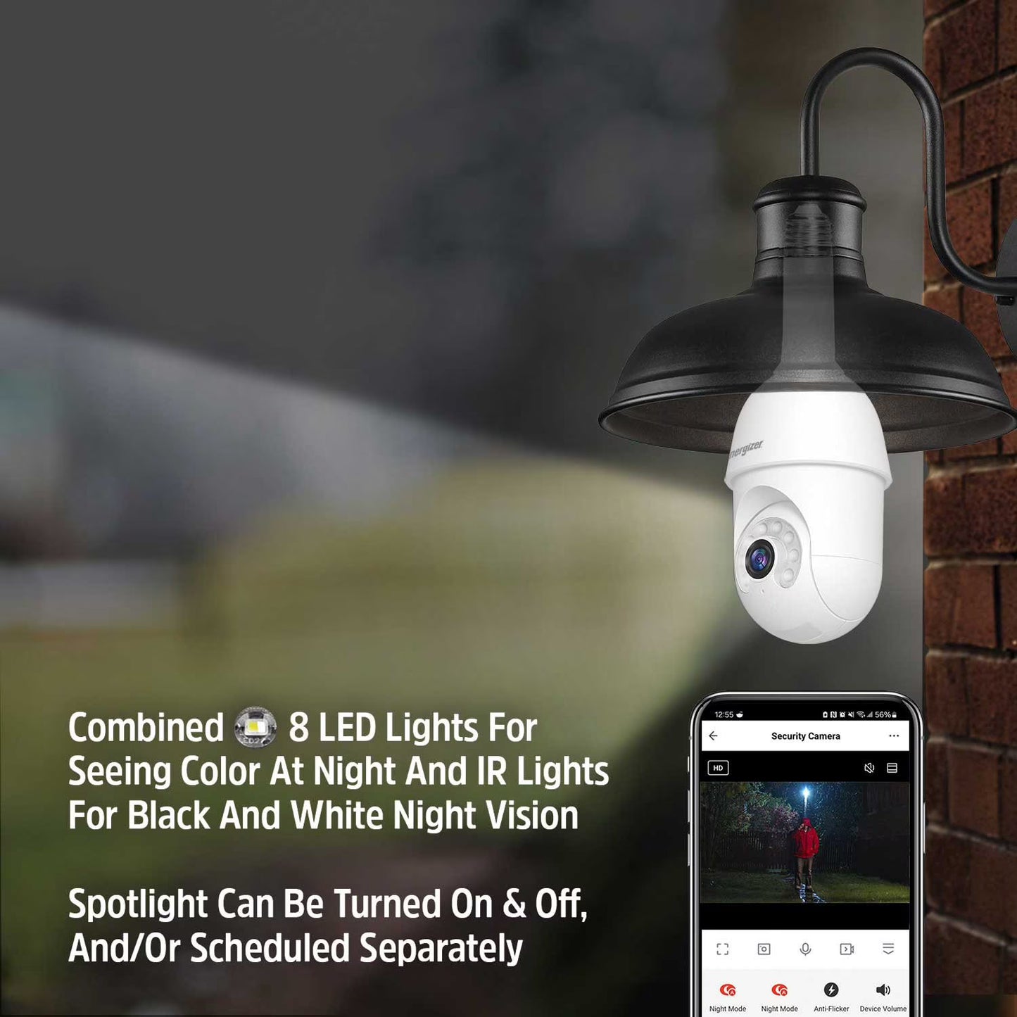 Energizer 2K Light Bulb Socket Security Camera with Socket Extension, 3pk.