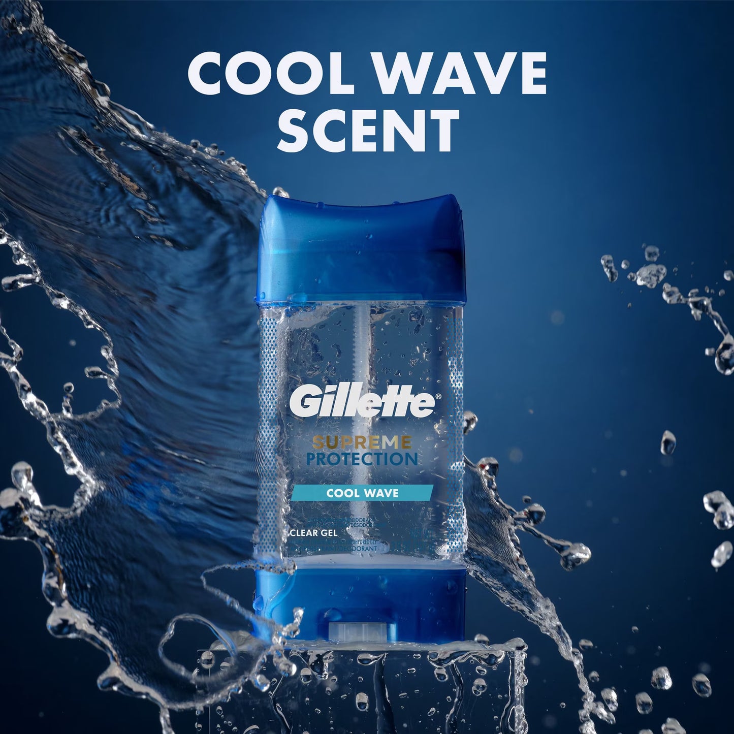 Gillette Supreme Maximum Strength Protection Men's Deodorant Clear Gel Antiperspirant, Cool Wave, 3.8 oz., 5 pk.