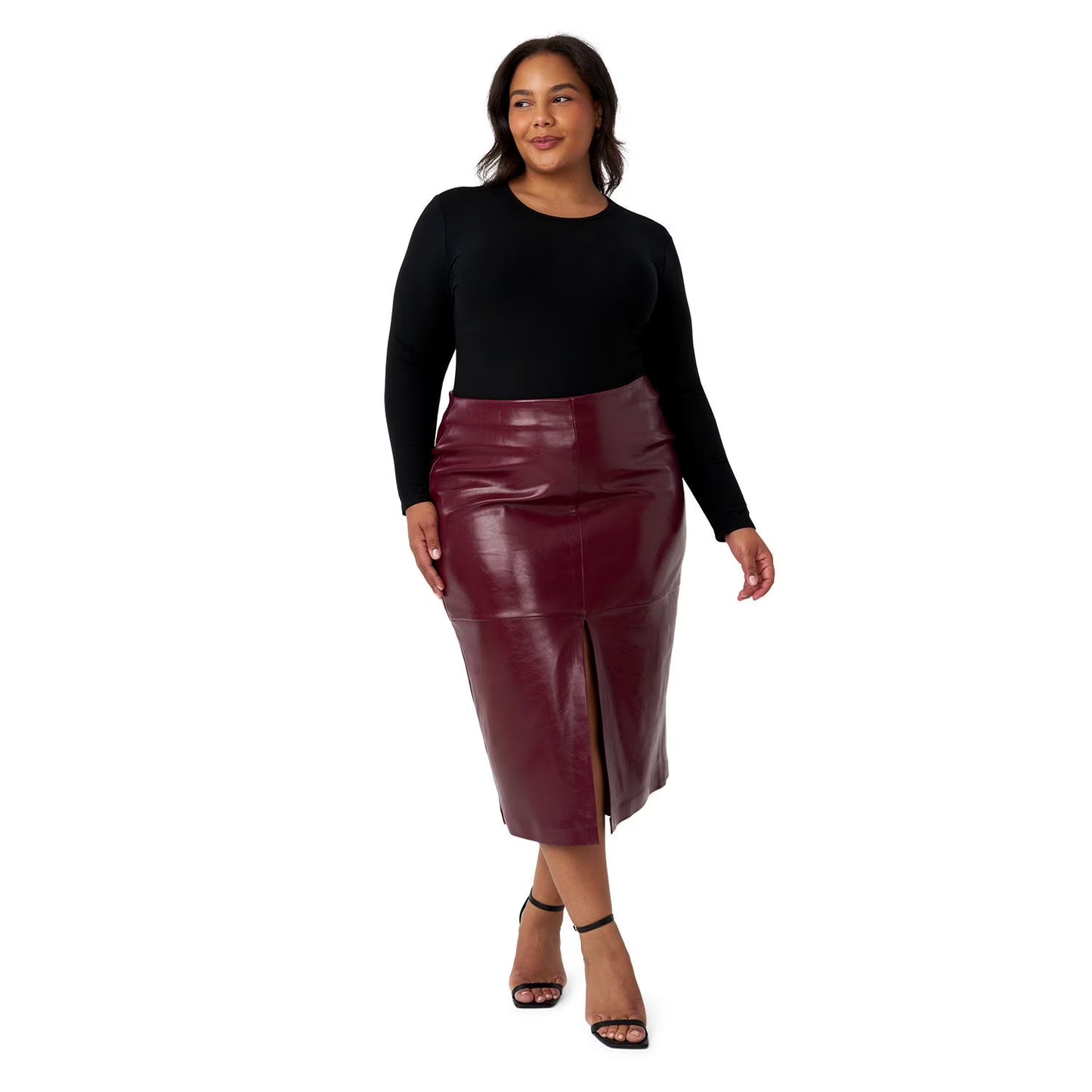 Edited by Hunter McGrady Women's Faux Leather Midi Skirt