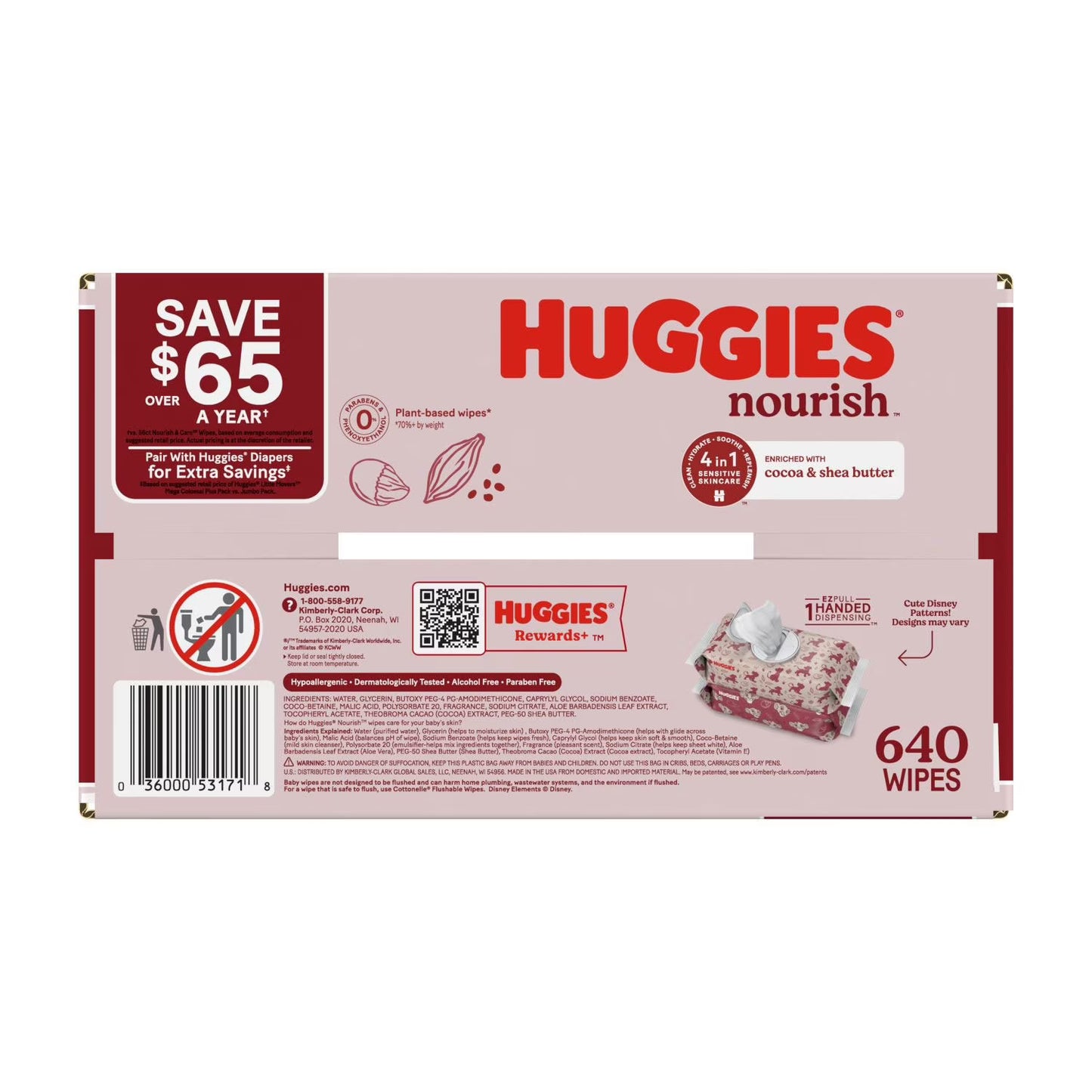 Huggies Nourish Baby Wipes, Cocoa & Shea Butter, 10 pk., 640 Wipes
