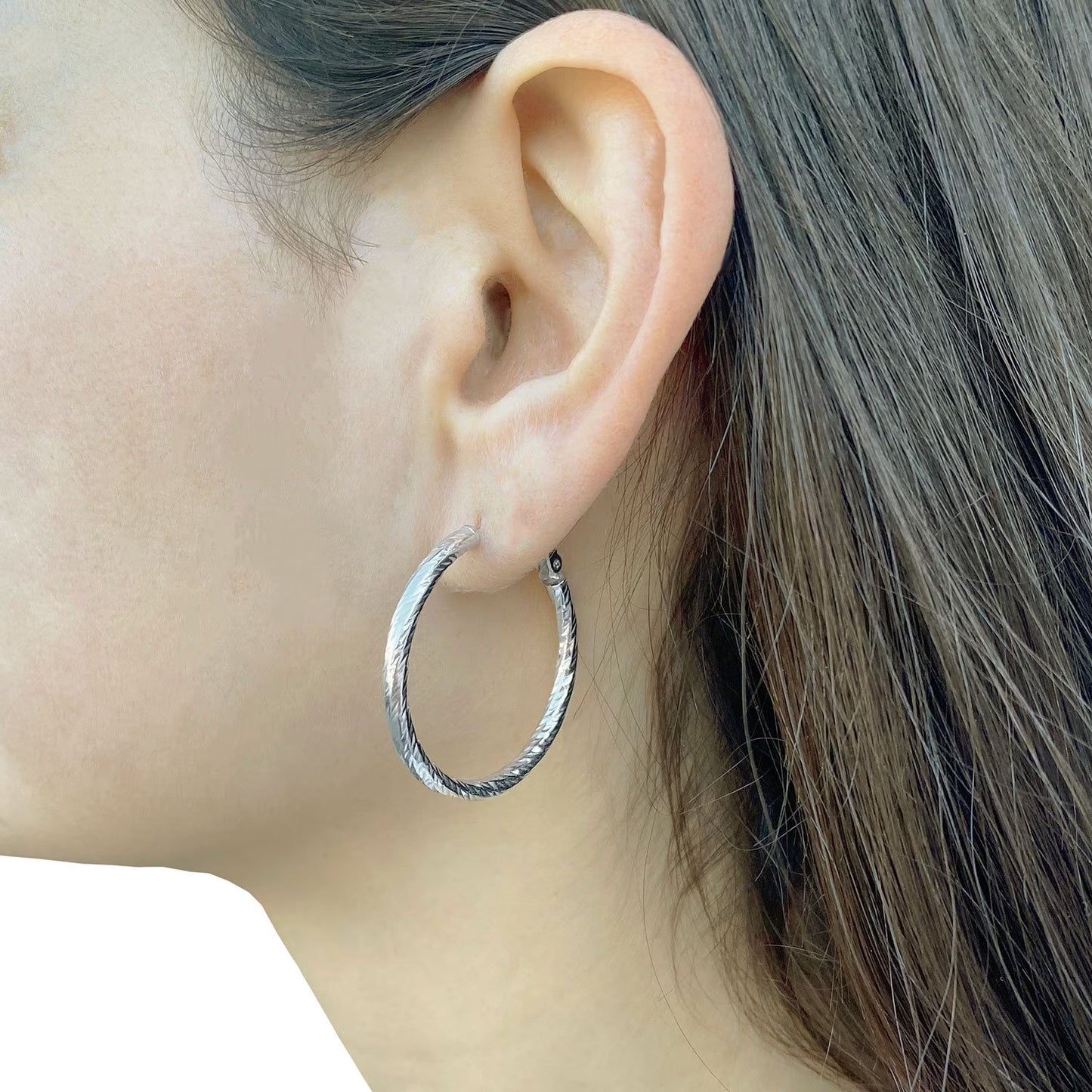 Italian Sterling Silver Hoop Earring Set