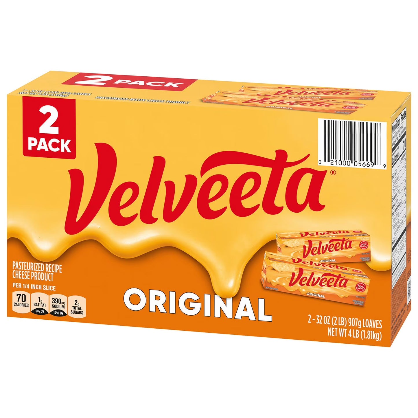 Velveeta Original Pasteurized Cheese Loaf 32 oz., 2 ct.
