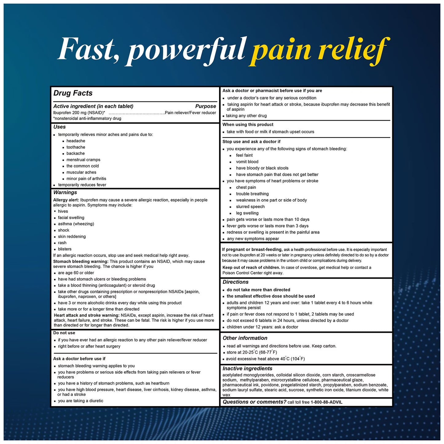 Advil Pain Reliever and Fever Reducer Ibuprofen Tablets, 360 ct.