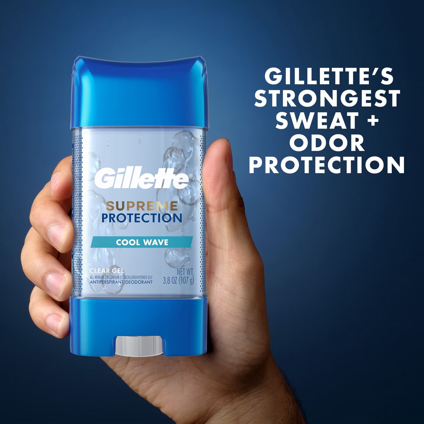 Gillette Supreme Maximum Strength Protection Men's Deodorant Clear Gel Antiperspirant, Cool Wave, 3.8 oz., 5 pk.