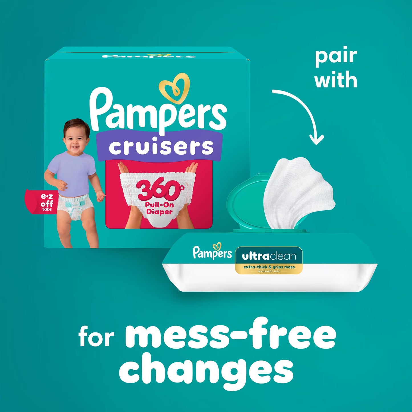 Pampers Cruisers 360 Diapers, Sizes 4-7